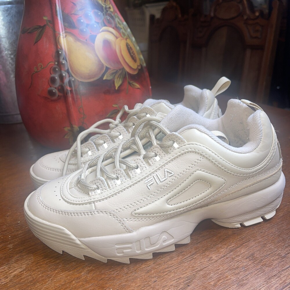 Fila Disruptor 2 Premium Sneakers Size US 8 Tan Chunky Sole LaceUp Fila Logo